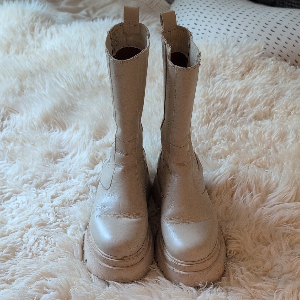 Cream Platform Boots